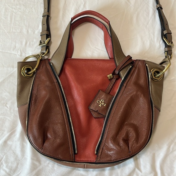 orYANY Colorblock Pebbled Leather LIAN Satchel 2 Way/Crossbody - Picture 3 of 9